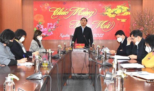 Đ/c Nguyễn Thanh Liêm – Bí thư Huyện ủy phát biểu tại buổi làm việc