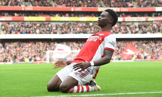 Saka là biểu tượng của sự hi vọng ở Arsenal. Ảnh: AFP