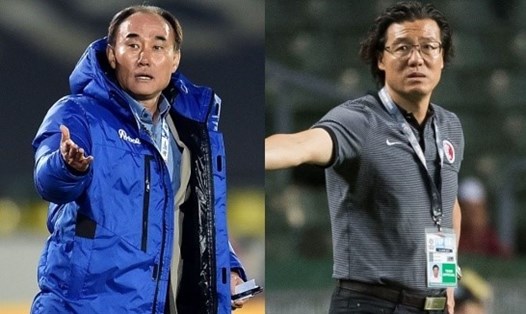 Ông Kim Hak-bum (trái) và Kim Pan-gon, đồng hương của thầy Park là ứng viên để làm huấn luyện viên tuyển Malaysia. Ảnh: Getty