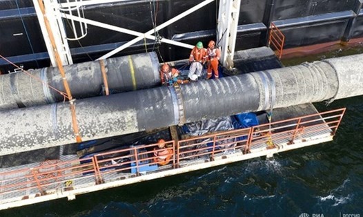 Đường ống dẫn khí đốt Nord Stream 2 đã hoàn thành từ tháng 9.2021 nhưng chưa được cấp phép đi vào hoạt động. Ảnh: Nord Stream 2