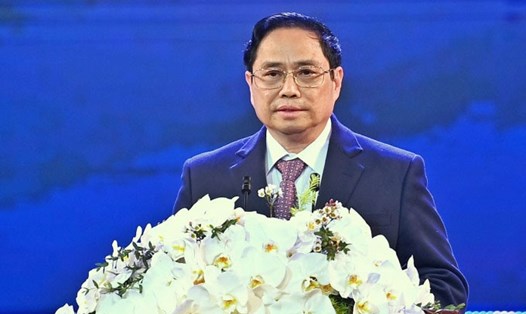 Thủ tướng Chính phủ Phạm Minh Chính tại lễ trao giải VinFuture. Ảnh: G.H.