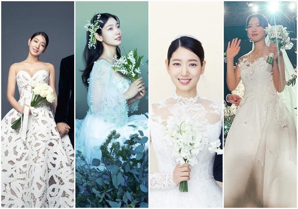 Park Shin Hye diện váy cưới bồng xòe che bụng bầu trong hôn lễ  2sao