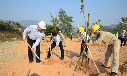 Cán bộ, nhân viên Tập đoàn EVN hưởng ứng Tết trồng cây năm 2021. Ảnh: CĐCC