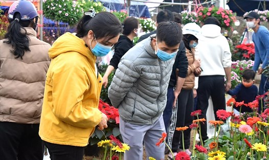 Chợ hoa Xuân trung tâm tỉnh Thái Bình thu hút đông đảo người dân, du khách đến mua sắm, tham quan. Ảnh: T.D