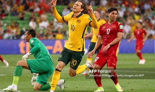 Tuyển Australia có chiến thắng dễ dàng 4-0 trước tuyển Việt Nam. Ảnh: AFP