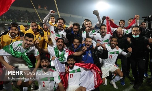 Tuyển Iran ăn mừng việc giành vé dự World Cup 2022 sớm 3 lượt đấu. Ảnh: Mehr