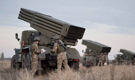 Quân đội Ukraina với bệ phóng tên lửa trong một cuộc tập trận chiến thuật mới đây. Ảnh: Quân đội Ukraina