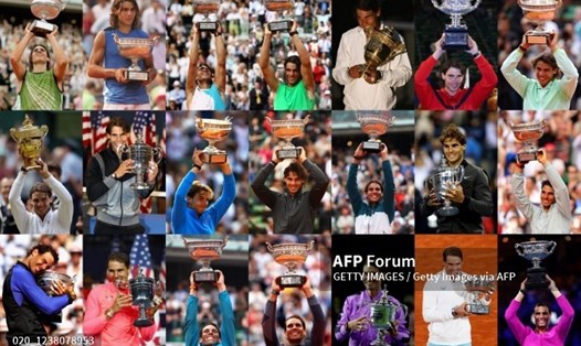 Hình ảnh 21 danh hiệu Grand Slam của Rafael Nadal. Ảnh: AFP