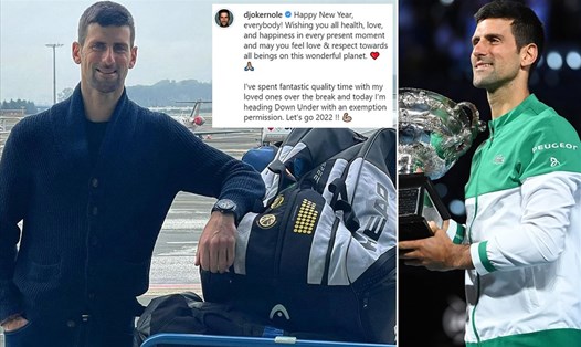 Novak Djokovic và bài đăng trên Instagram trước khi lên đường sang Australia dự Australian Open 2022. Ảnh: Daily Mail