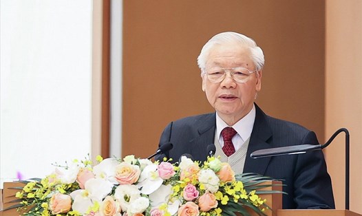 Tổng Bí thư Nguyễn Phú Trọng phát biểu chỉ đạo Hội nghị. Ảnh: Hải Nguyễn