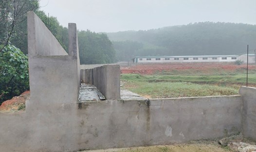 Trại lợn xây trái phép ở thời điểm chưa được chấp thuận chủ trương đầu tư của HTX Nông nghiệp Cẩm Lạc. Ảnh: Trần Tuấn.