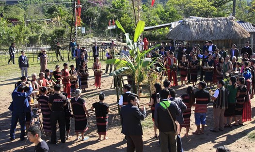 Aza Koonh - Lễ hội mừng lúa mới của người Pacoh. Trong mọi nghi lễ, những ống tre đựng rượu Tà vạk luôn là phẩm vật không thể thiếu. Ảnh: Bảo Đàn