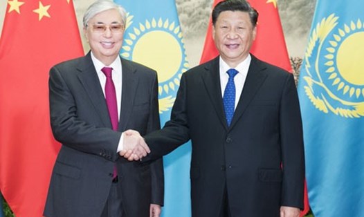 Chủ tịch Trung Quốc Tập Cận Bình và Tổng thống Kazakhstan Kassym-Jomart Tokayev ở Bắc Kinh hồi năm 2019. Ảnh: Bộ Ngoại giao Trung Quốc