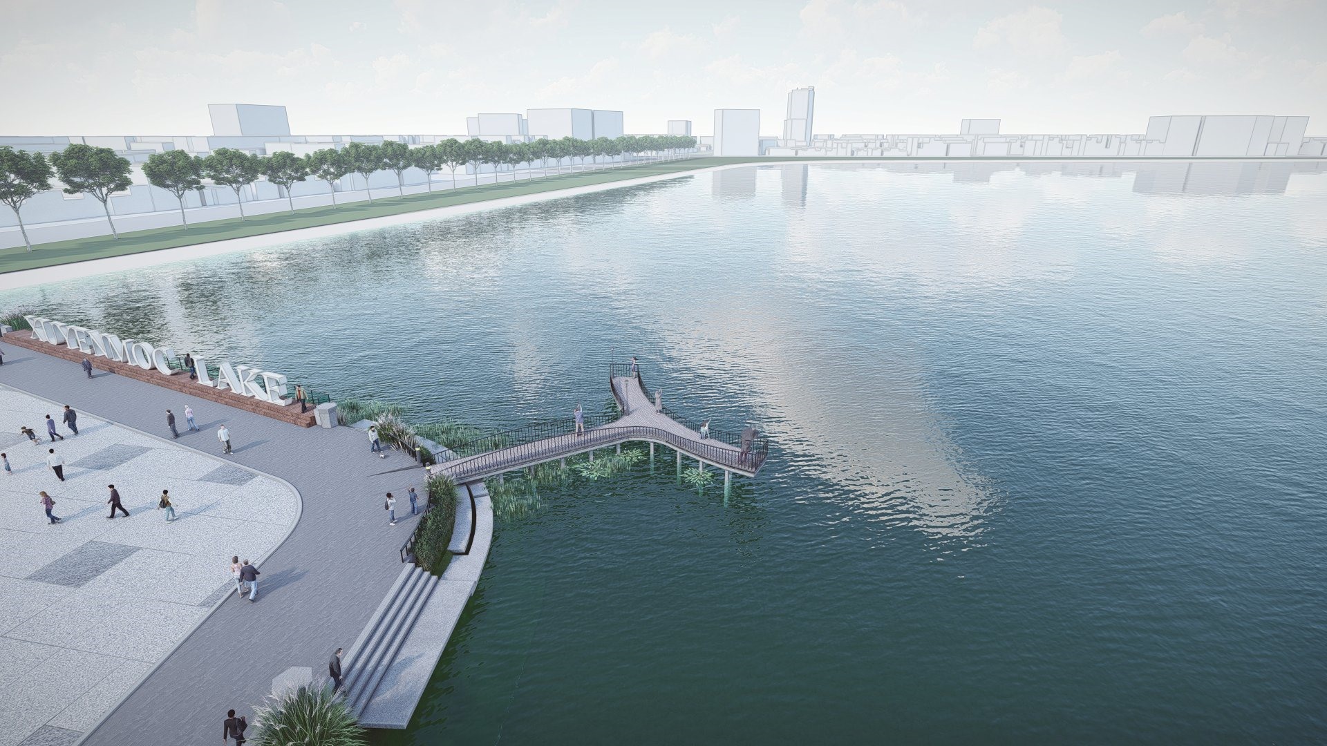Phối cảnh cầu cảnh quan ngắm hồ Bà Tô theo thiết kế sơ bộ.
