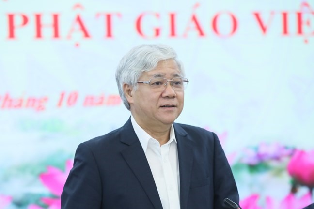 Chủ tịch Ủy ban Trung ương MTTQ Việt Nam Đỗ Văn Chiến phát biểu tại Hội nghị. Ảnh: Phạm Đông