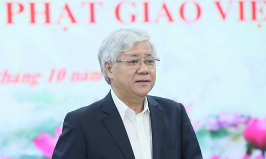 Chủ tịch Ủy ban Trung ương MTTQ Việt Nam Đỗ Văn Chiến phát biểu tại Hội nghị. Ảnh: Phạm Đông
