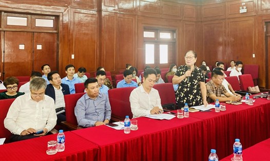 Đại diện Hiệp hội Du lịch tỉnh phát biểu ý kiến tại hội nghị về việc khó tiếp cận Nghị định số 31/2022/NĐ-CP của Chính phủ. Ảnh: Cổng TTĐT Quảng Ninh
