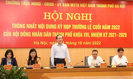 Phó Bí thư Thành ủy, Chủ tịch HĐND thành phố Nguyễn Ngọc Tuấn phát biểu kết luận hội nghị. Ảnh: Vũ Thủy