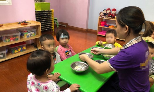 Một lớp học mầm non tại Hà Nội. Ảnh: Bảo Hân