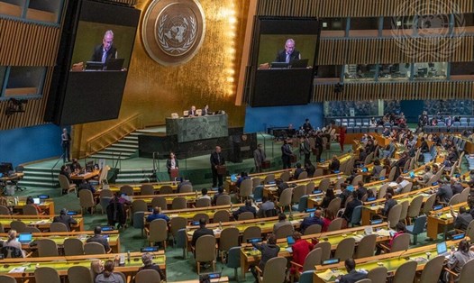 Toàn cảnh phiên họp bầu ra 14 thành viên Hội đồng Nhân quyền Liên Hợp Quốc nhiệm kỳ 2023-2025 ngày 11.10 tại Trụ sở Liên Hợp Quốc ở New York, Mỹ. Ảnh: UN