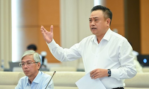 Chủ tịch UBND TP Hà Nội Trần Sỹ Thanh phát biểu tại phiên họp. Ảnh: PV