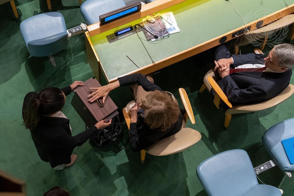 Phiên bỏ phiếu của Đại hội đồng khoá 77 tại New York (Mỹ) ngày 11.10.2022 bầu thành viên Hội đồng Nhân quyền Liên Hợp Quốc nhiệm kỳ 2023 - 2025. Ảnh: Thanh Hà