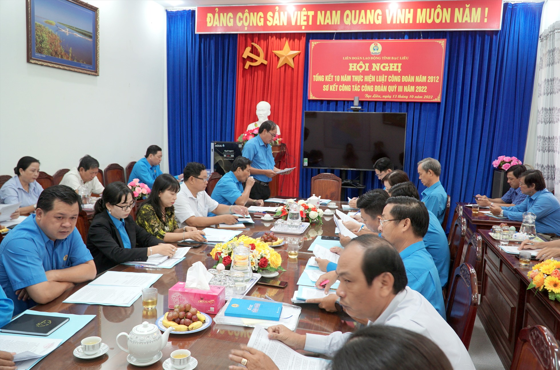 LĐLĐ tỉnh Bạc Liêu tổng kết 10 năm thực hiện Luật Công đoàn. Ảnh: Nhật Hồ