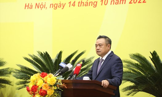 Chủ tịch UBND TP Hà Nội Trần Sỹ Thanh phát biểu tại phiên họp. Ảnh: XH