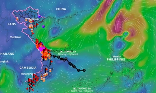 Áp thấp nhiệt đới đang hoạt động ở khu vực phía Đông của Philippines khả năng mạnh thành bão. Ảnh: VNDMS.