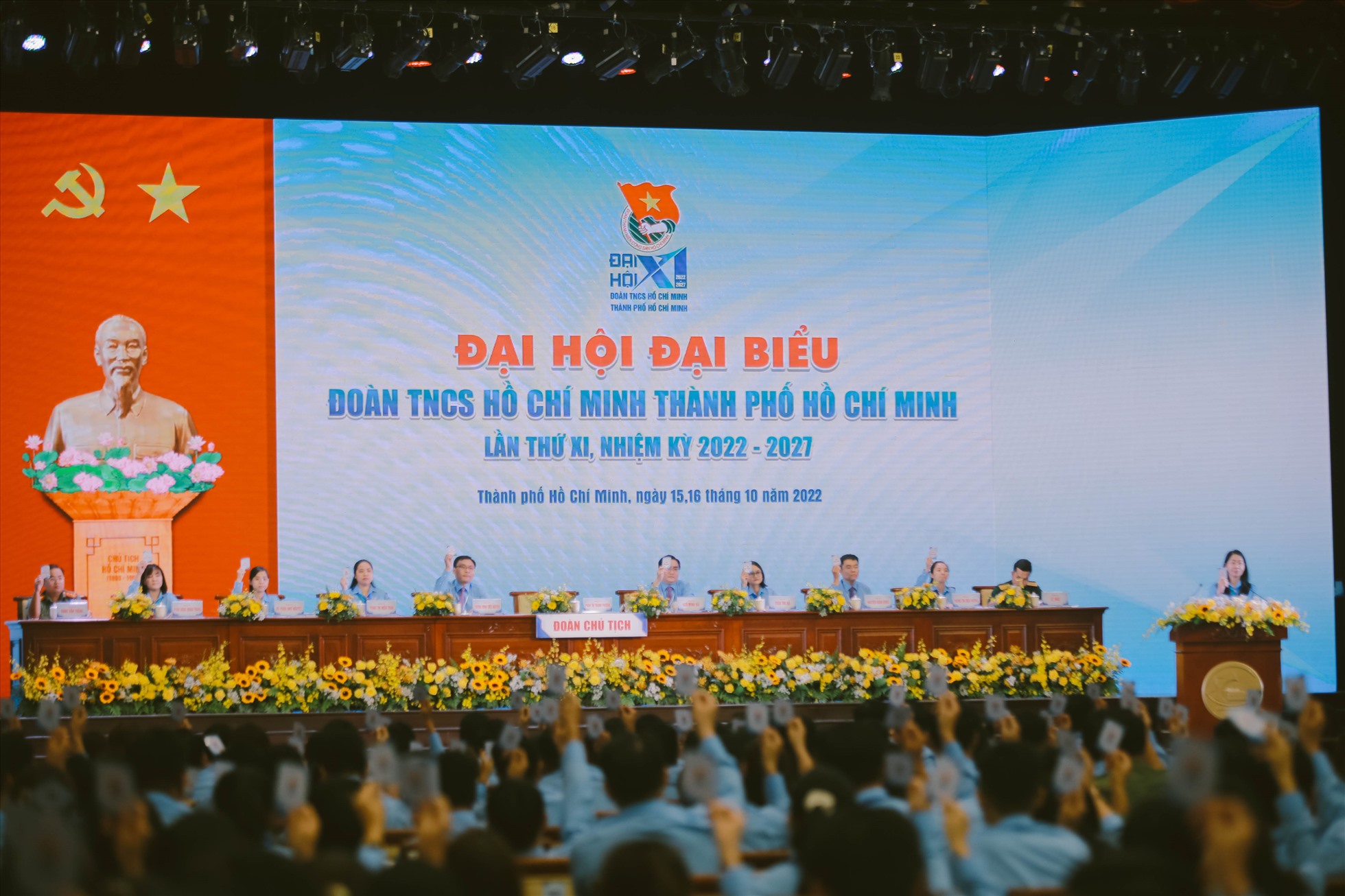 Ngày 15.10, Đại hội đại biểu Đoàn TNCS Hồ Chí Minh TPHCM lần thứ XI, nhiệm kỳ 2022-2027 diễn ra tại Hội trường Thành phố. Ảnh: Thành đoàn TPHCM.