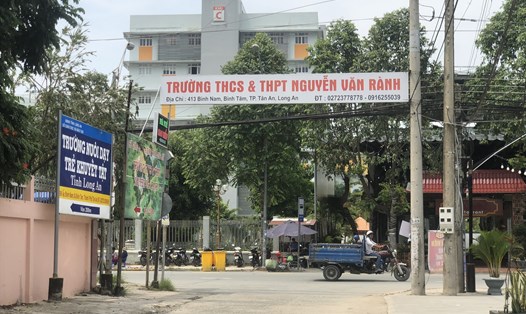 Trường THCS & THPT Nguyễn Văn Rành, nơi học sinh bị đánh tử vong đang học. Ảnh: An Long
