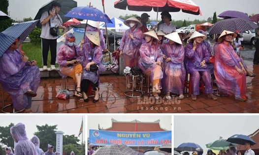 Dù trời mưa cũng không ngăn được hàng ngàn người đến điểm cầu truyền hình tại Thái Bình để cổ vũ cho Đặng Lê Nguyên Vũ. Ảnh: T.D
