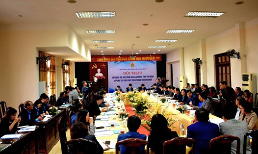 Toàn cảnh hội thảo ngày 21.10 do LĐLĐ tỉnh Thái Bình tổ chức. Ảnh: T.D