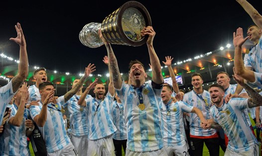 Sau khi vô địch Copa America 2021, Messi cùng tuyển Argentina muốn vô địch World Cup 2022. Ảnh: AFP