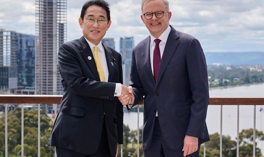 Thủ tướng Nhật Bản Kishida Fumio và Thủ tướng Australia Anthony Albanese. Ảnh: AFP