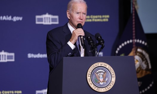 Tổng thống Joe Biden phát biểu về việc xóa nợ cho sinh viên tại Đại học Bang Delaware, ngày 21.10.2022. Ảnh: AFP