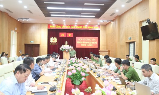 Bộ trưởng Công an Tô Lâm chủ trì phiên Họp tổ công tác triển khai Đề án 06. Ảnh: H.P