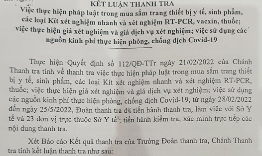 Kết luận thanh tra số 601/KL-TTr ngày 10.8.2022 do Thanh Tra tỉnh Thái Bình ban hành.
