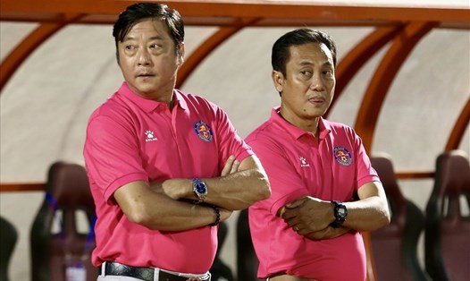 Giám đốc kỹ thuật Lê Huỳnh Đức (trái) và huấn luyện viên Phùng Thanh Phương quyết tâm cùng Sài Gòn FC trụ hạng. Ảnh: Thanh Vũ