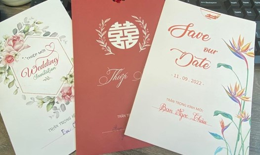 Thiệp mời đám cưới chị Ngọc Châu nhận được trong tháng 10.2022. Ảnh: NVCC.
