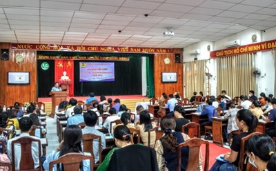 Công đoàn quận Sơn Trà, Đà Nẵng tập huấn tài chính Công đoàn cho 200 cán bộ. Ảnh: Trà Vân