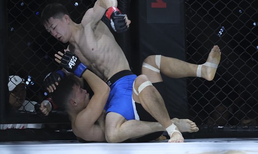 Màn so tài giữa những võ sĩ MMA hàng đầu Việt Nam và Hàn Quốc khiến những người tham dự sự kiện AFC 21 rất phấn khích. Ảnh: N.T