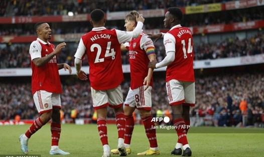 Arsenal ghi đến 5 bàn vào lưới Nottingham Forest.  Ảnh: AFP