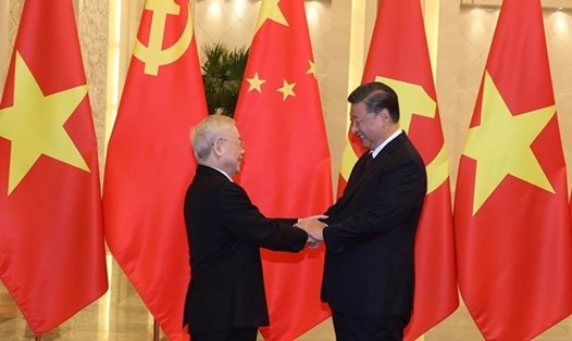 Tổng Bí thư, Chủ tịch nước Trung Quốc Tập Cận Bình chủ trì lễ đón Tổng Bí thư Nguyễn Phú Trọng và Đoàn đại biểu cấp cao Việt Nam. Ảnh: TTXVN