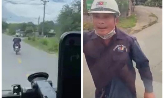 Hình ảnh lan truyền trên mạng về việc người đàn ông đi xe máy lạng lách cản trở xe cứu thương.