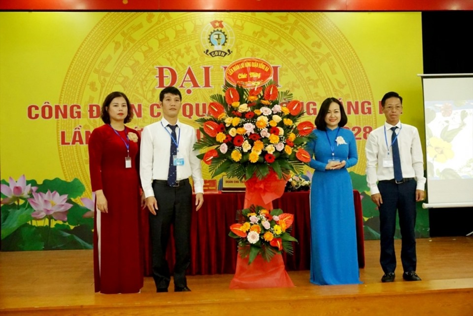 Đại hội Công đoàn cơ quan phường Láng Hạ lần thứ IX, nhiệm kỳ 2023-2028 là Đại hội điểm của Liên đoàn Lao động quận Đống Đa. Ảnh: CĐQ