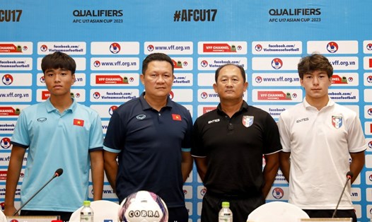 Họp báo trước thềm vòng loại bảng F U17 Châu Á 2023. Ảnh: VFF