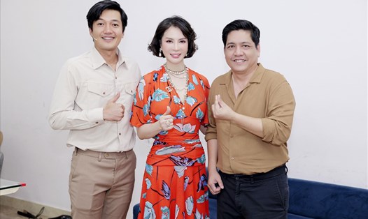 MC Thanh Mai bên diễn viên Đức Thịnh và Quang Tuấn. Ảnh: NVCC