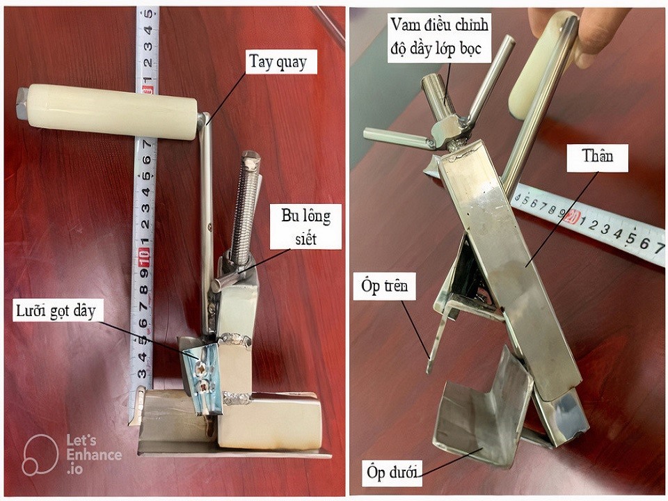 Sáng kiến điển hình “Dụng cụ gọt dây dẫn bọc” đã được ứng dụng với giá trị kinh tế cao. Ảnh: CĐĐL