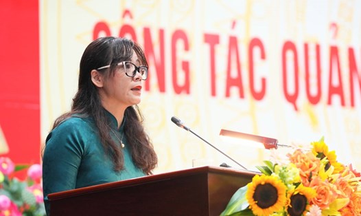Bà Thang Thị Hạnh, Vụ trưởng Vụ Tổ chức Phi Chính phủ phát biểu tại hội nghị. Ảnh: Đỗ Trung
